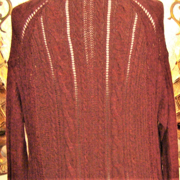 FREE PEOPLE cardigan plum knit draped sweater M - Picture 3 of 7